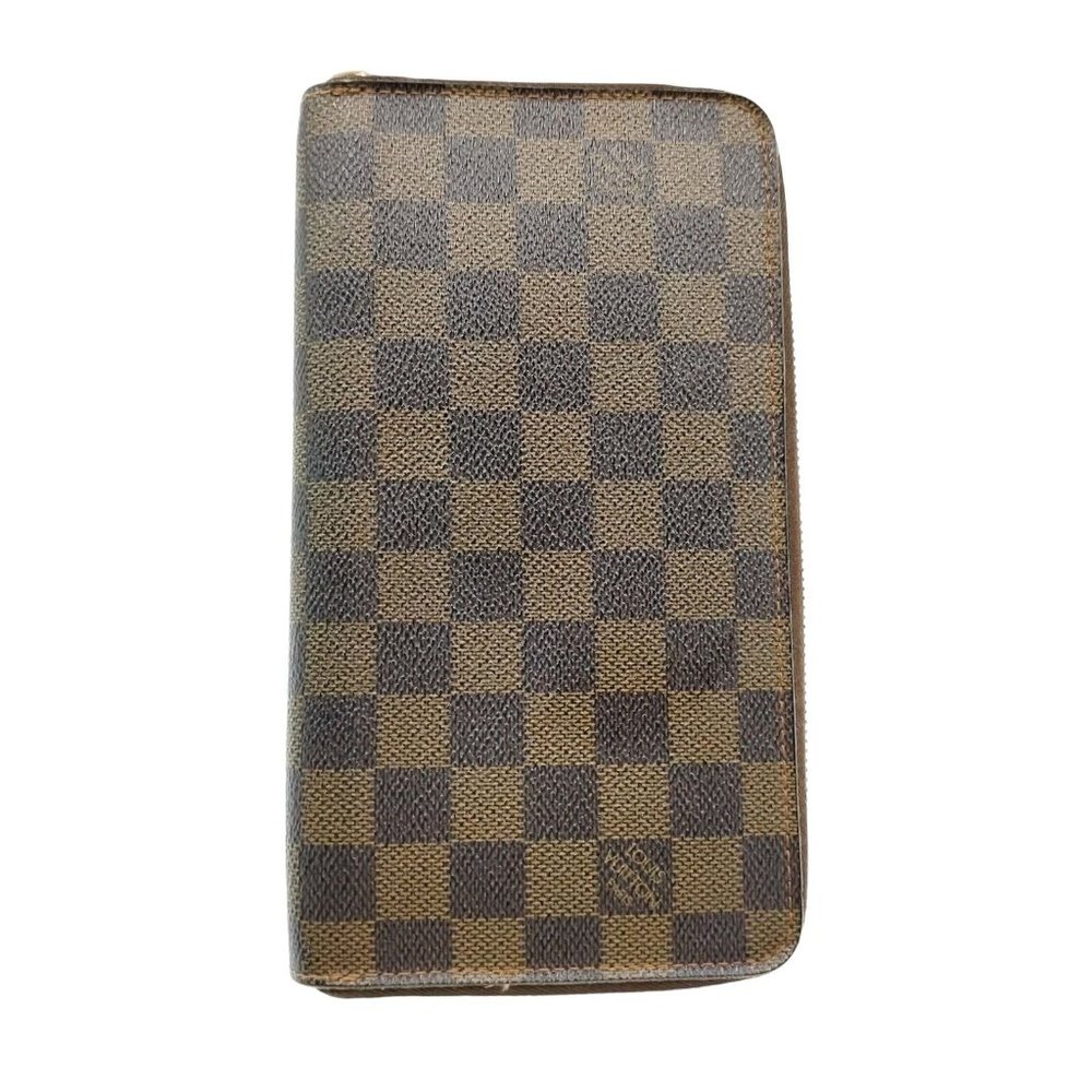 Louis Vuitton Damier Ebene Brown Checkerboard Zip Wallet